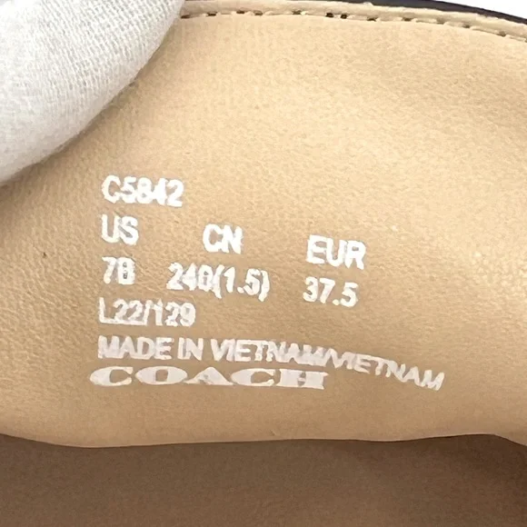 COACH BLACK ALL LEATHER IRENE MULE LOAFER EITH GOLD LOGO & HARDWARE, SIZE 7-B - Picture 13 of 16